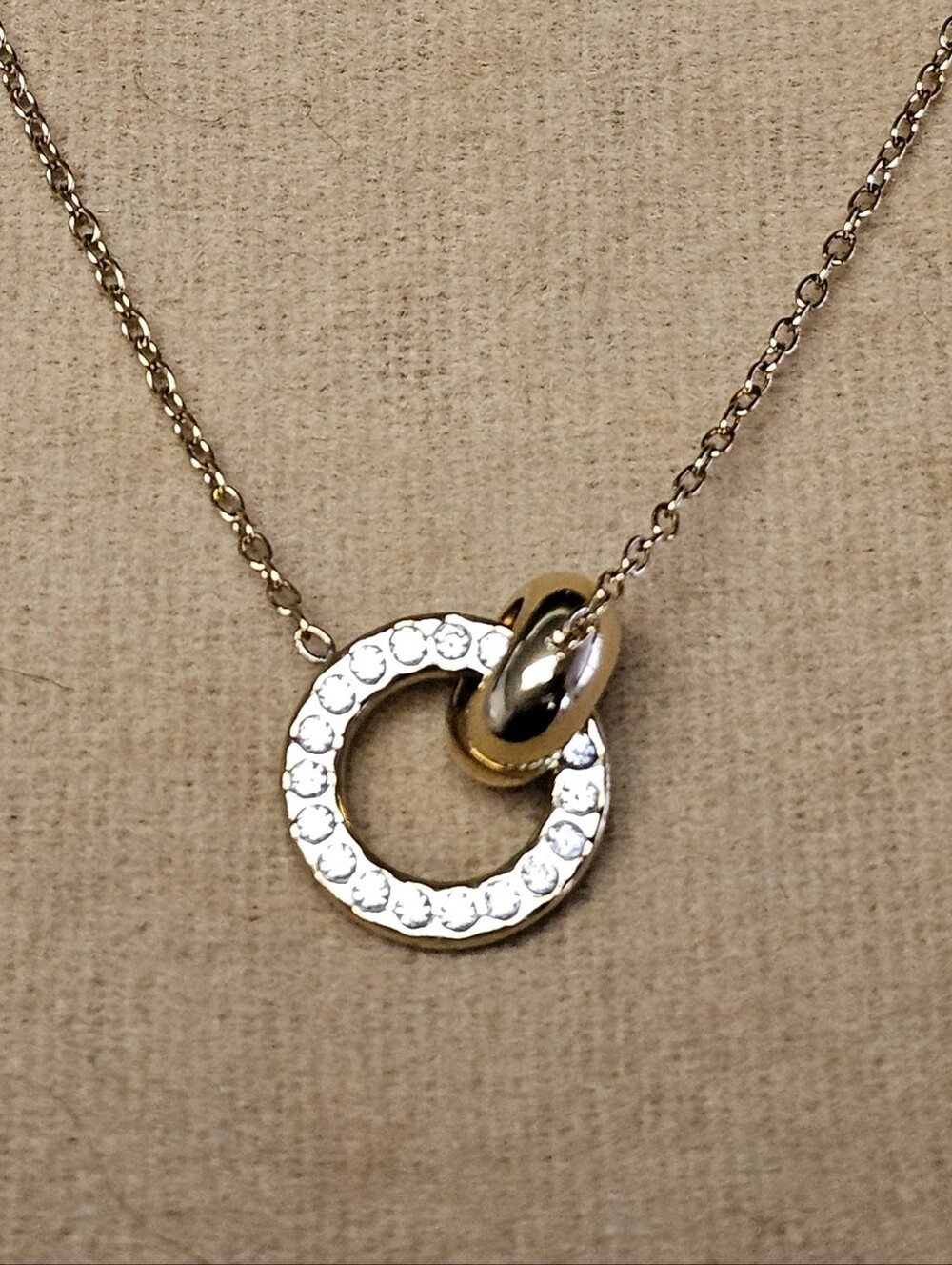 Gold Crystal Ring Pendant Necklace